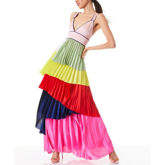 Alice + Olivia x Kidsuper Maisie Pleated Asymmetrical Maxi Dress - Picture 8 of 16